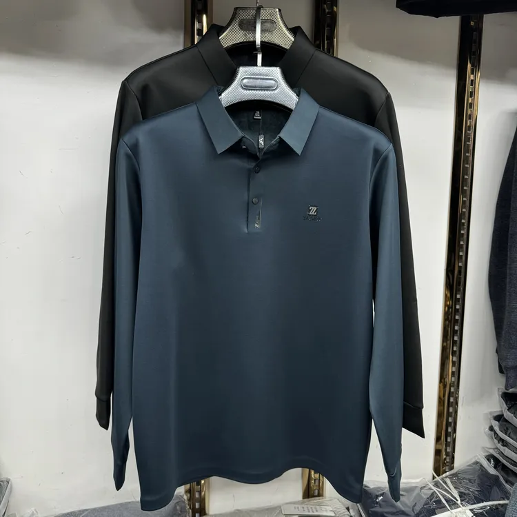 免烫长袖加绒商务polo衫冬季时尚