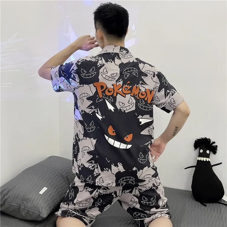 青少年男短袖夏季薄款睡衣家居服套装大码短裤帅气运动休闲夏天