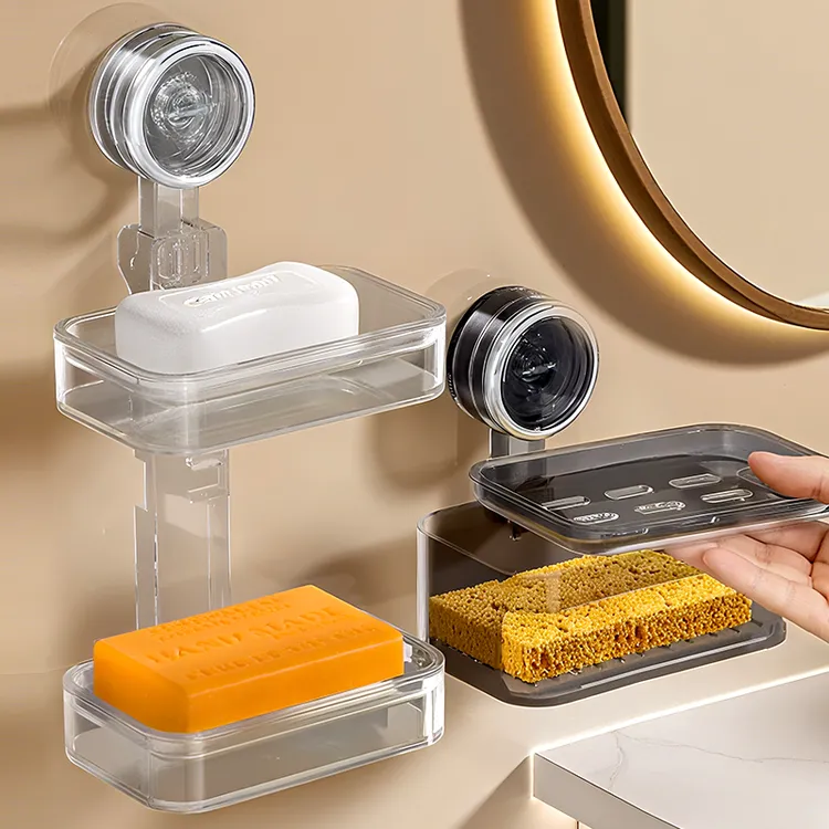 吸盘壁挂肥皂盒卫生间免打孔香皂盒家用浴室沥水洗漱台收纳置物架