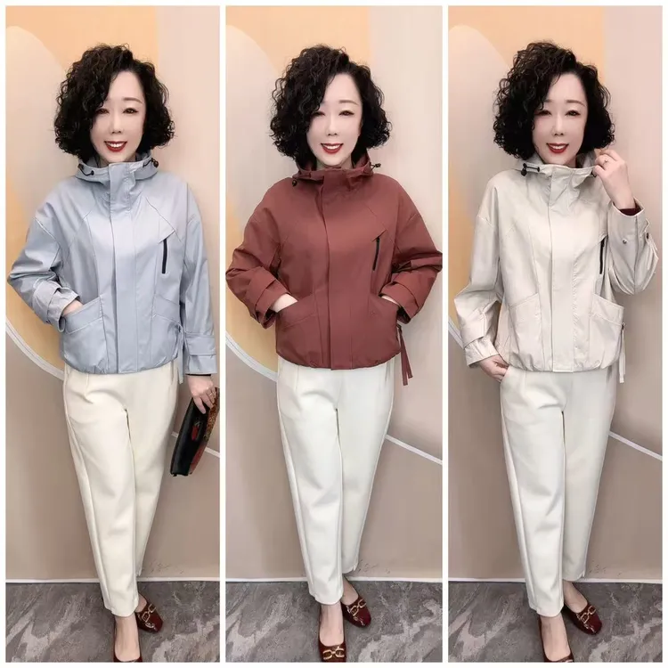 2510新款连帽加里衬时尚洋气宽松大码百搭休闲时尚小外套，衣长64