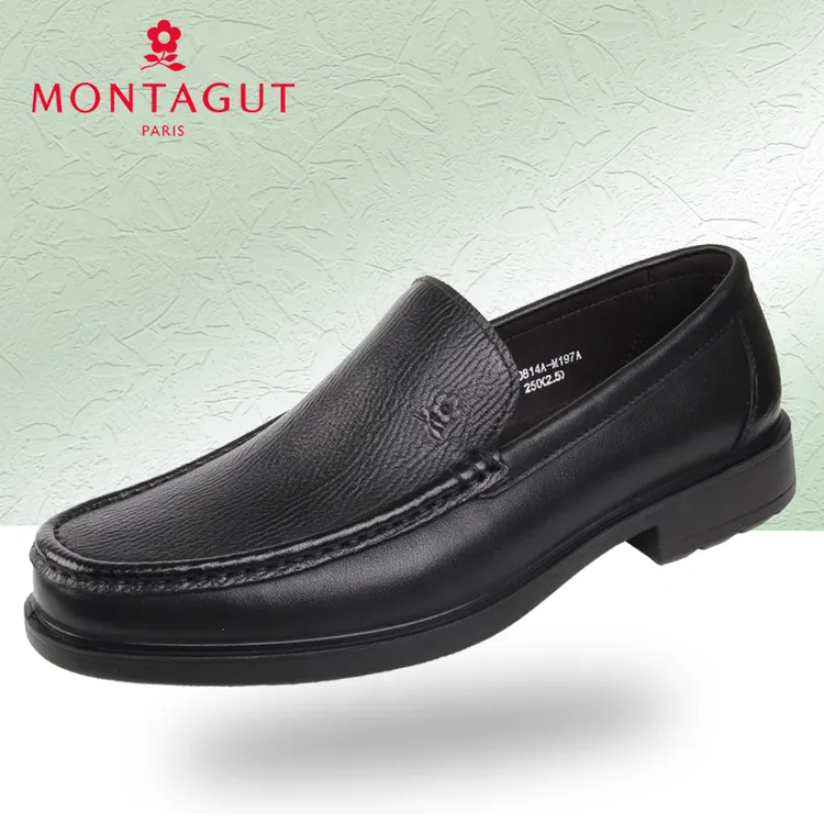 梦特娇男鞋2025秋季新商务休闲压花软面软底缓震轻质透气办公皮鞋