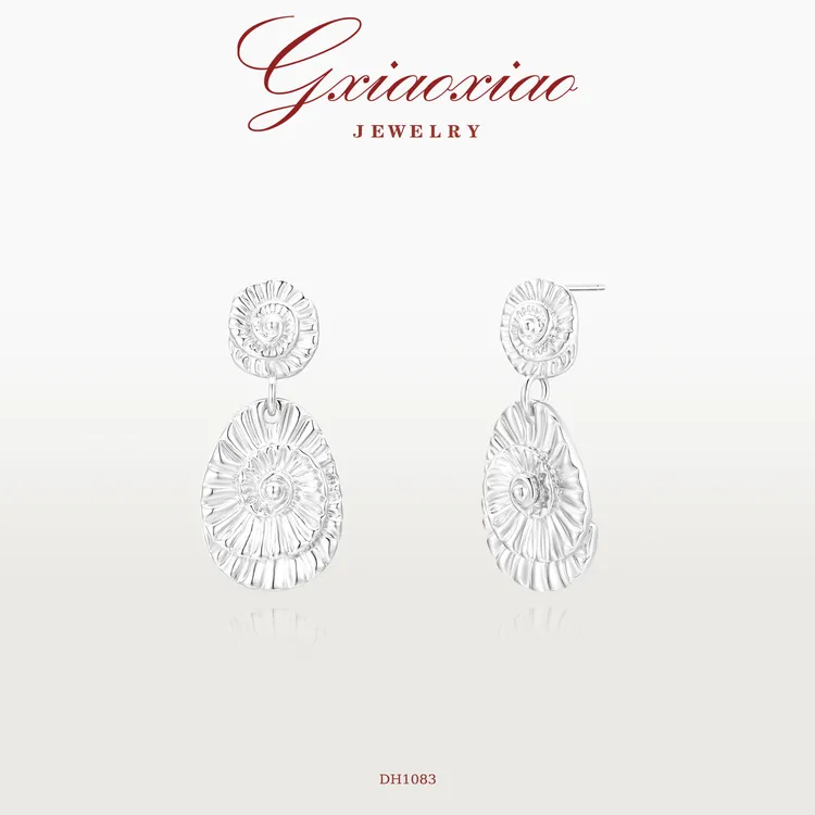 G XIAOXIAO 镀K金【旋花幻露】时尚气质小众百搭螺纹感耳环 DH1083