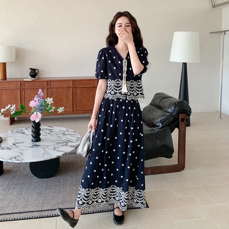 夏季减龄五一ootd穿搭一整套爆款高级巨好看复古上衣半身裙两件套