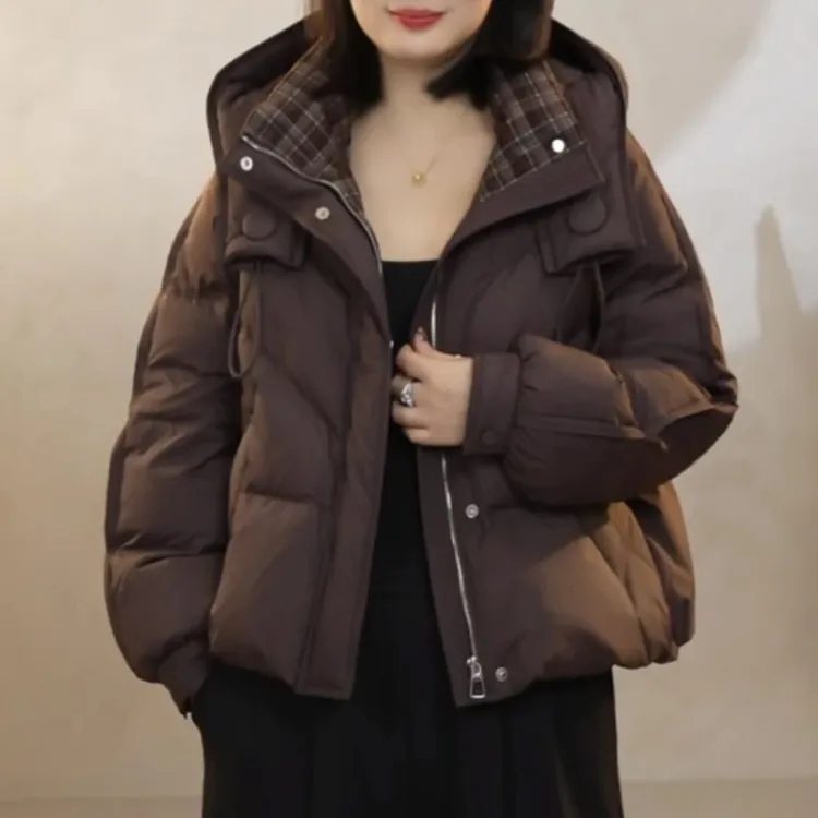 轻熟精致感短款棉服2025秋冬利落廓形日常穿搭显气质简约高级