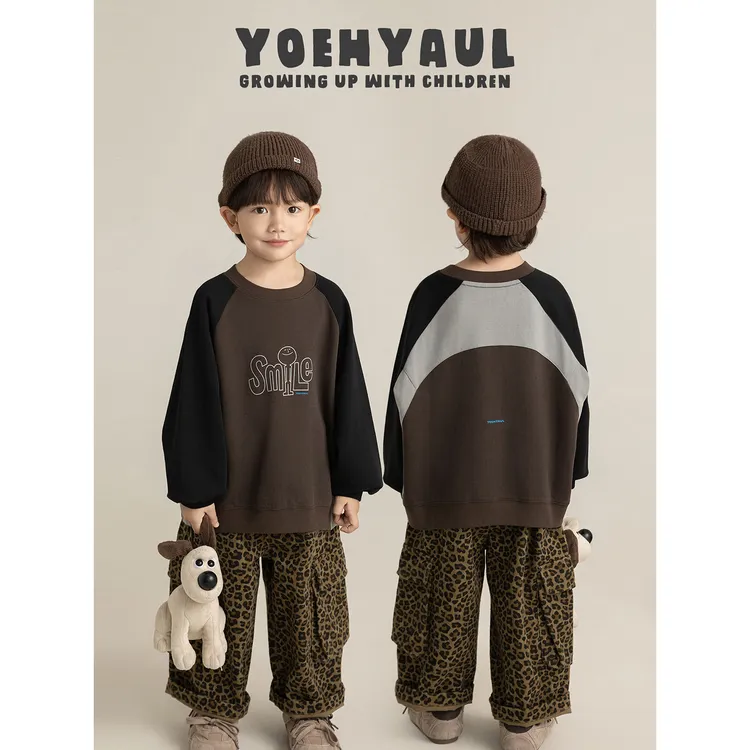 幼悠男童秋装拼接休闲卫衣潮酷痞帅童装可爱超萌儿童衣服N7142