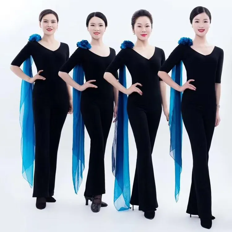 形体训练服装女气质型体套装高端导师芭蕾舞蹈练功服长袖上衣