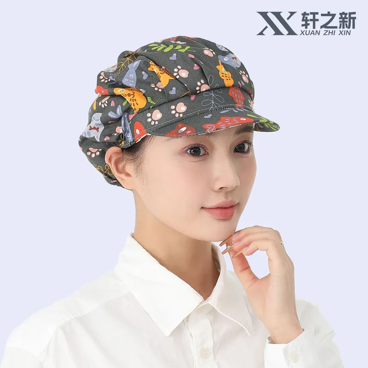 厨房帽子工作帽子女防尘帽防油烟做饭防掉发透气厨师帽子