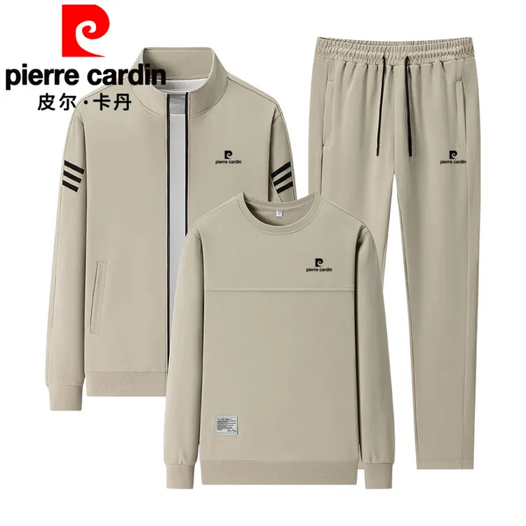 皮尔卡丹男士休闲套装春秋户外运动薄款三件套新款男装卫衣一整套
