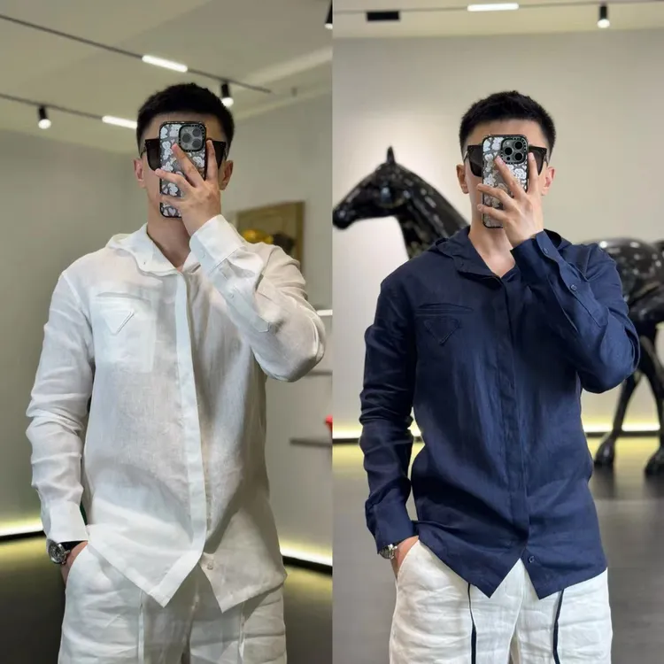 古帝特尼出品夏季新款男士老钱风连帽单排扣亚麻衬衫外套DC-11002