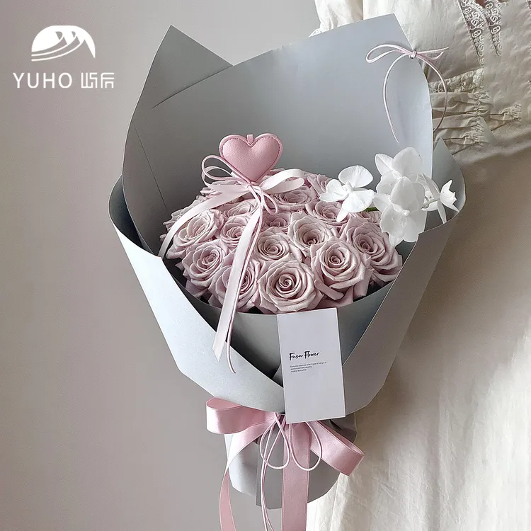 屿后 灰粉系硬挺纸鲜花花束180g加厚造型纸花店diy手工花艺资材