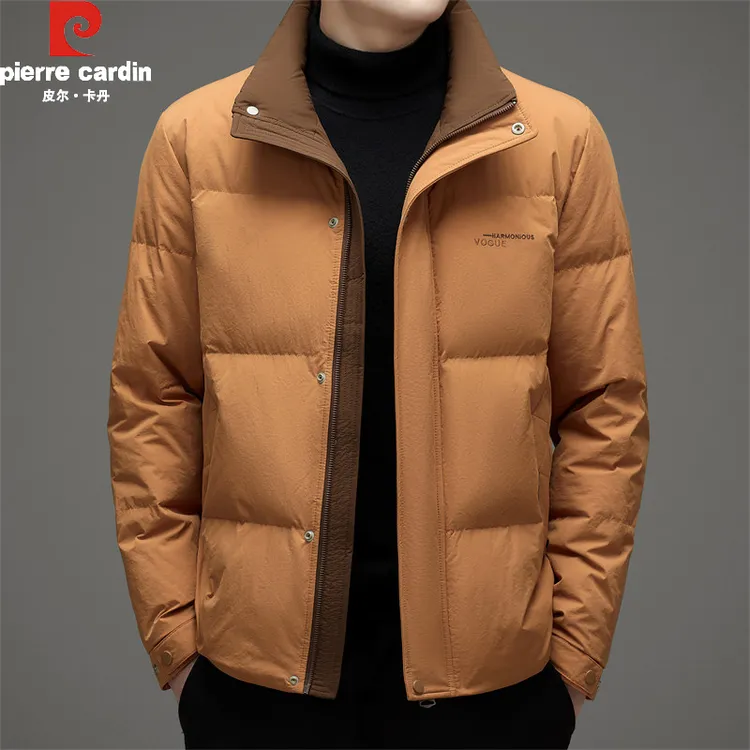 皮尔卡丹立领羽绒服男士短款冬装2025新款白鸭绒夹克保暖潮流外套