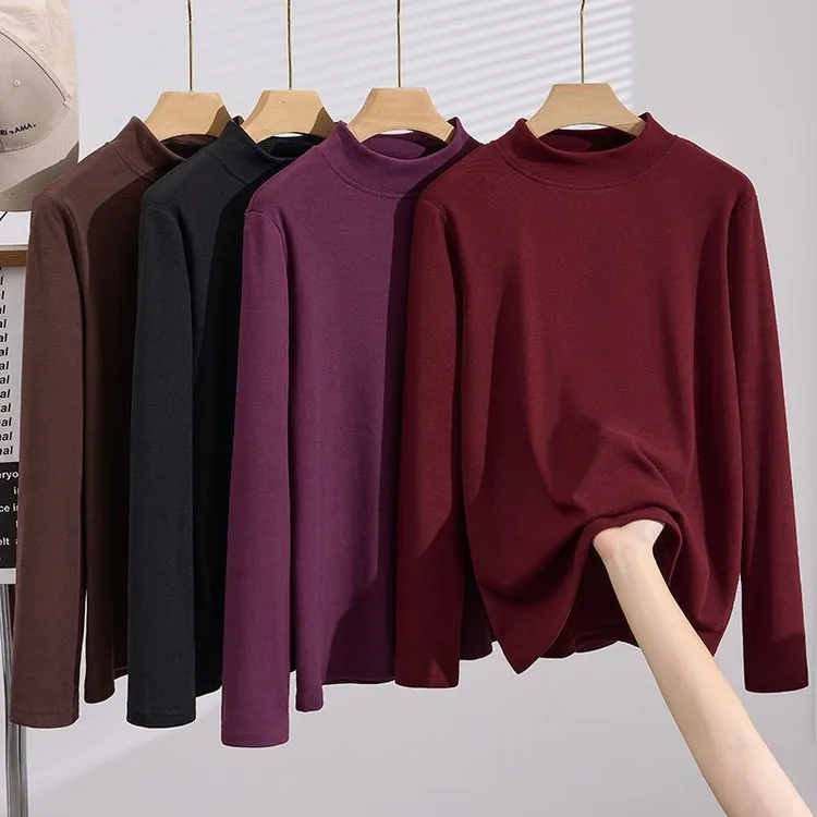 秋冬新款胖mm200斤大码女装休闲超大长袖正肩T恤显瘦打底衫S5678