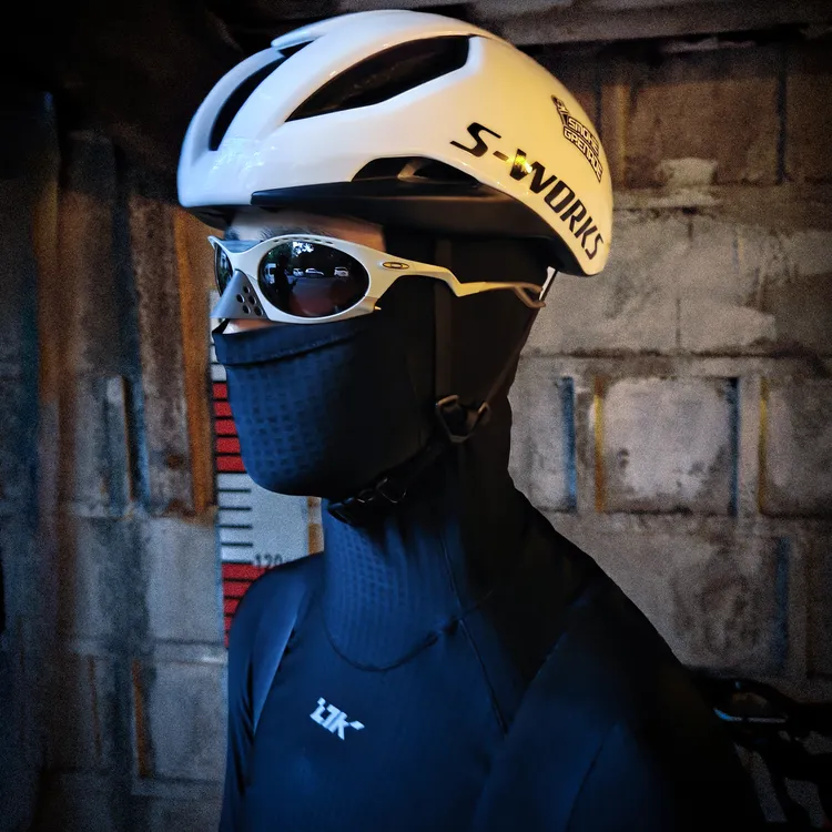 L7K男女冬季头套围脖一体保暖透气长袖打底衫排汗公路车骑行户外