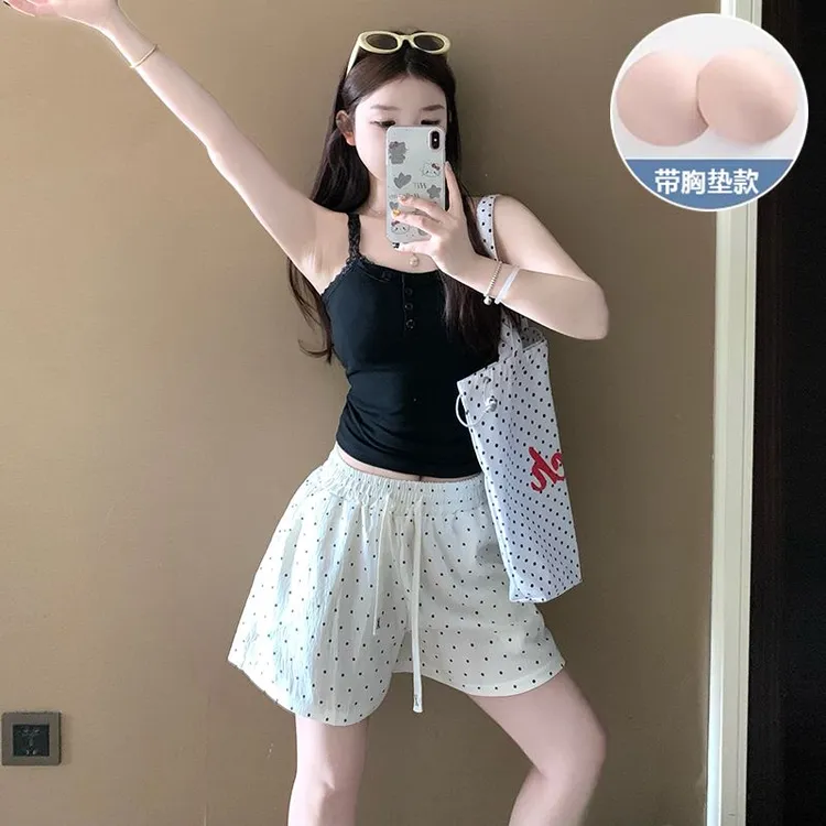 2025夏季新款吊带睡衣带胸垫高级感夏款小性感女大学生睡衣