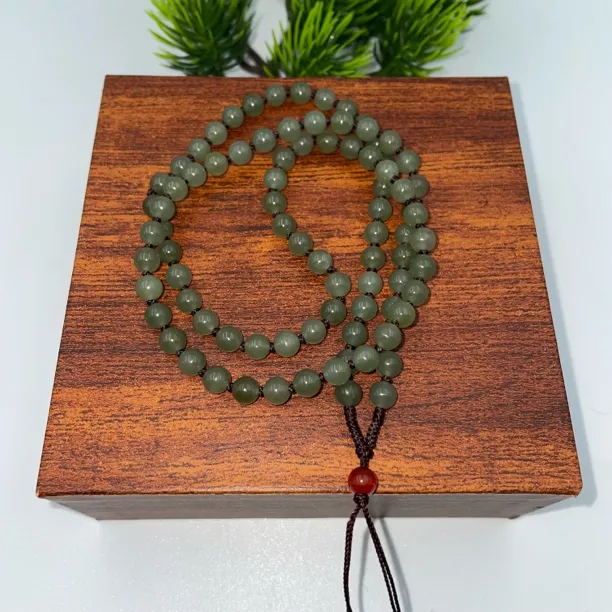 和田玉天然精品6mm湖水绿打结款吊坠挂链项链小清新款多样性发一