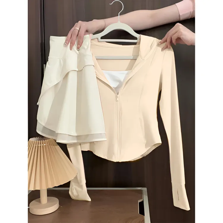 奶黄色小蛮腰防晒衣女款夏季2025新款冰丝防晒服修身外套女小个子