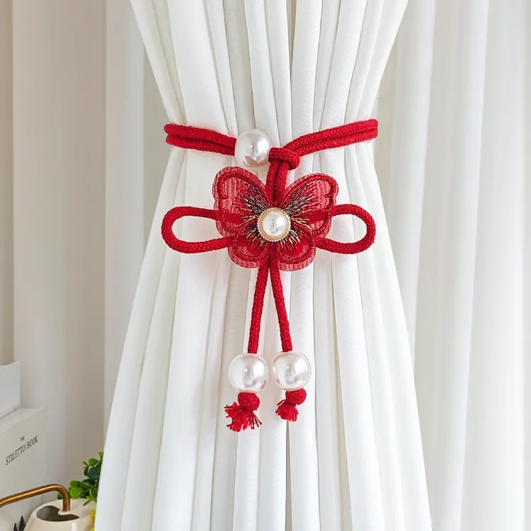 结婚窗帘扣绑带新中式红色蝴蝶结扎绳婚房布置装饰收拢纱帘扎束带