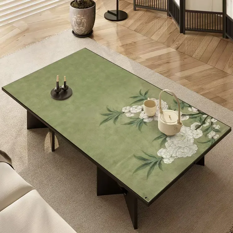 新中式国风皮革长方形桌垫免洗防水防油防烫家用客厅茶几餐桌垫子