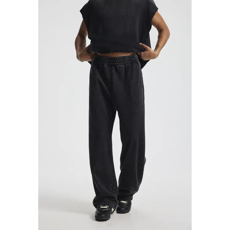 DKS 430G纯棉做旧洗水磨破弯刀卫裤2025秋季美式复古蜡染休闲长裤