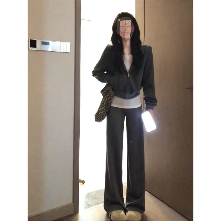 MARIE.COCO时尚休闲运动风连帽长袖卫衣女秋季修身打底衫休闲长裤