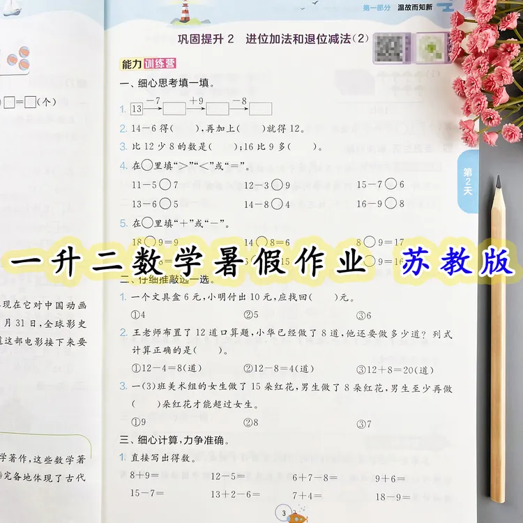 苏教版数学暑假作业每日一练一升二暑假衔接一本通实验班提优训练