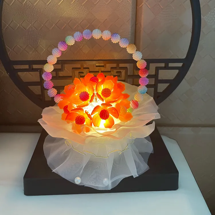 仿玉牡丹花篮材料包高颜值教师节礼物 情人节好物 diy手工串珠