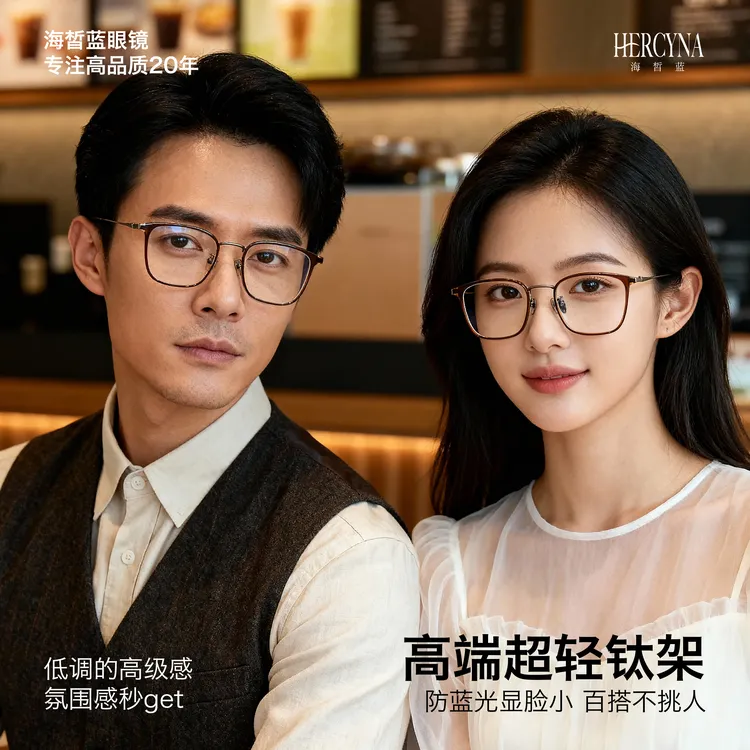 HERCYNA 海皙蓝D钛架 1002 超轻配色好看有格调 正品 专业配镜