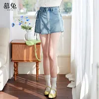 慕兔复古气质牛仔裙裤女2025夏季新款小个子高腰显瘦a字半身短裙