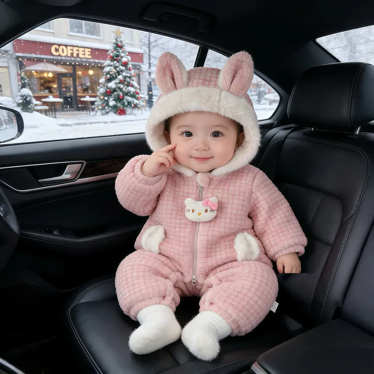 DZ婴儿衣服冬季女宝宝外出加厚连体衣满月百天可爱爬爬服保暖棉1