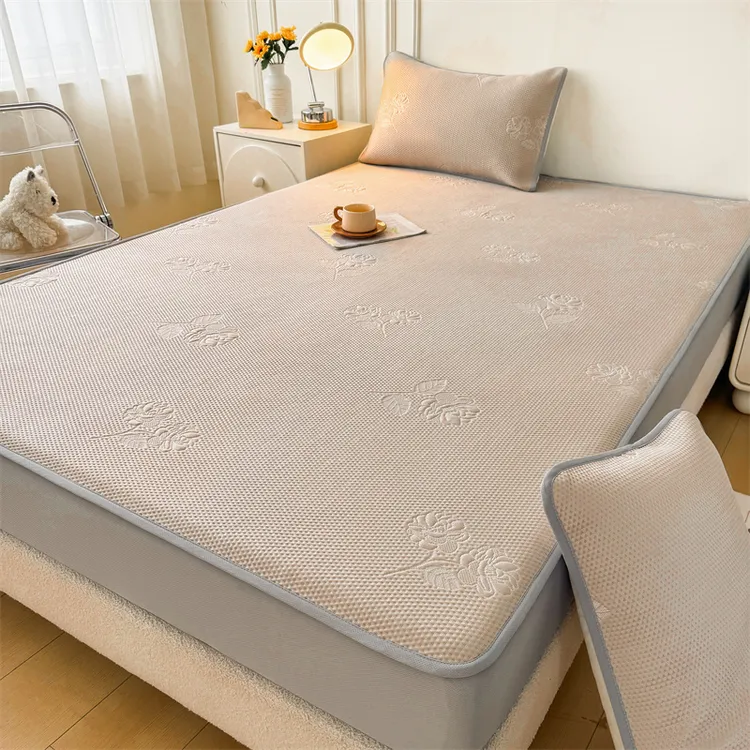 夏天专用凉感加厚豆豆冰丝凉席三件套床笠款防滑床可机洗裸睡凉席