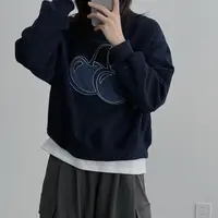 美芽 9月13日10:30am直播上新 【星眠曲】藏蓝色樱桃刺绣圆领卫衣