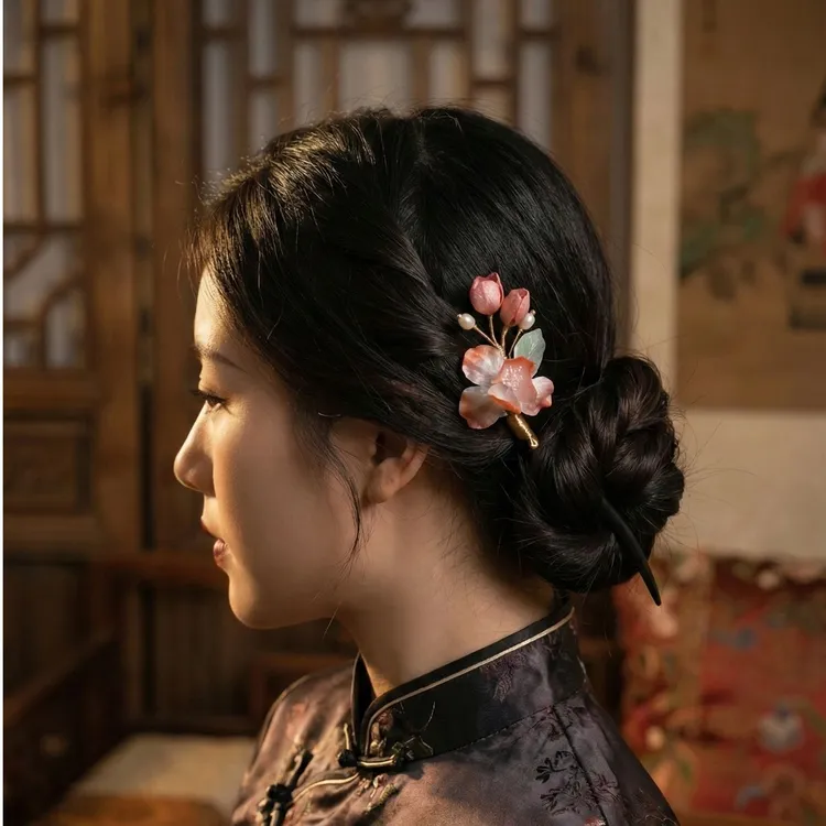 非遗扬州绒花发簪胸针女古风发饰汉服配饰盘发钗步摇古典发饰