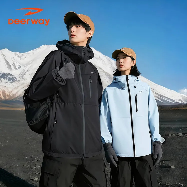 德尔惠秋季山系防风防水登山夹克情侣美式户外休闲徒步连帽外套男