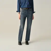 Eland衣恋牛仔裤女复古直筒裤九分裤通勤长裤子EETJF49M05