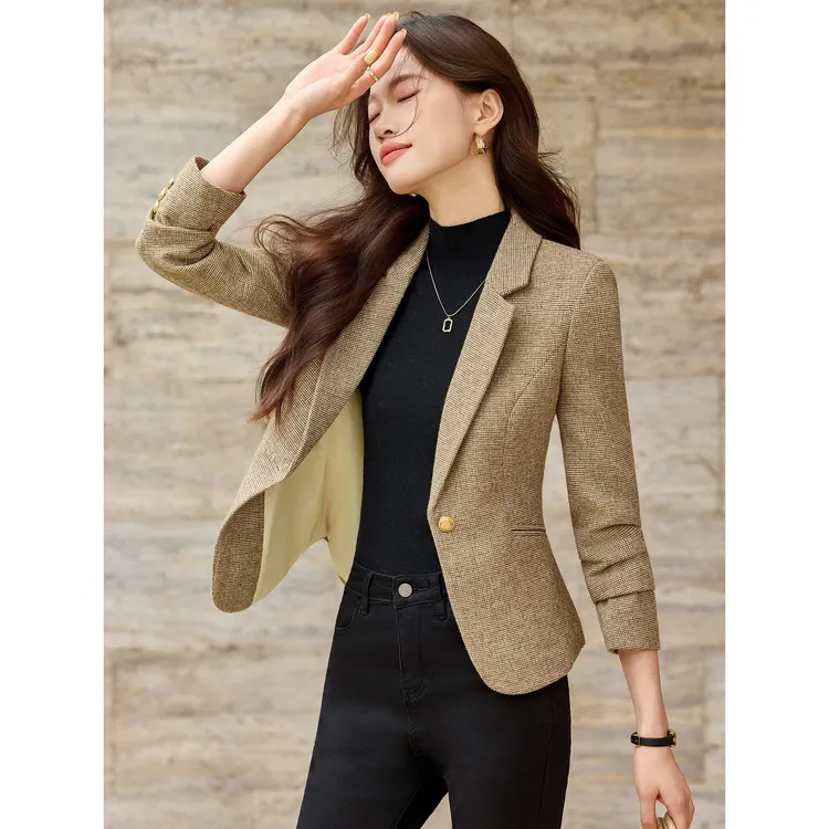 羊毛西装外套女春秋2025新款气质高级感好看职业通勤女士西服上衣