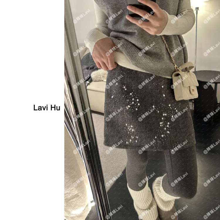 LAVI HU【人鱼眼泪】时尚百搭复古短裙休闲潮流秋冬半身裙LW1577