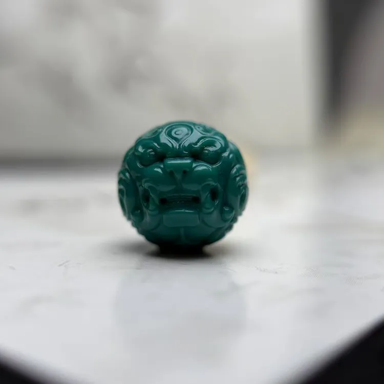 然家~天然原矿绿松石貔貅兽珠