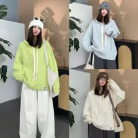 【SI MO】96623冬季韩系休闲编织帽绳慵懒百搭加厚连帽毛衣