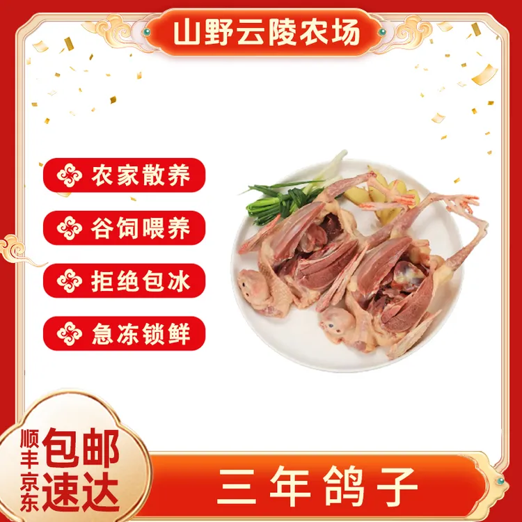 山野云陵农场农家散养三年老鸽子400g*2只农村土鸽子内脏在