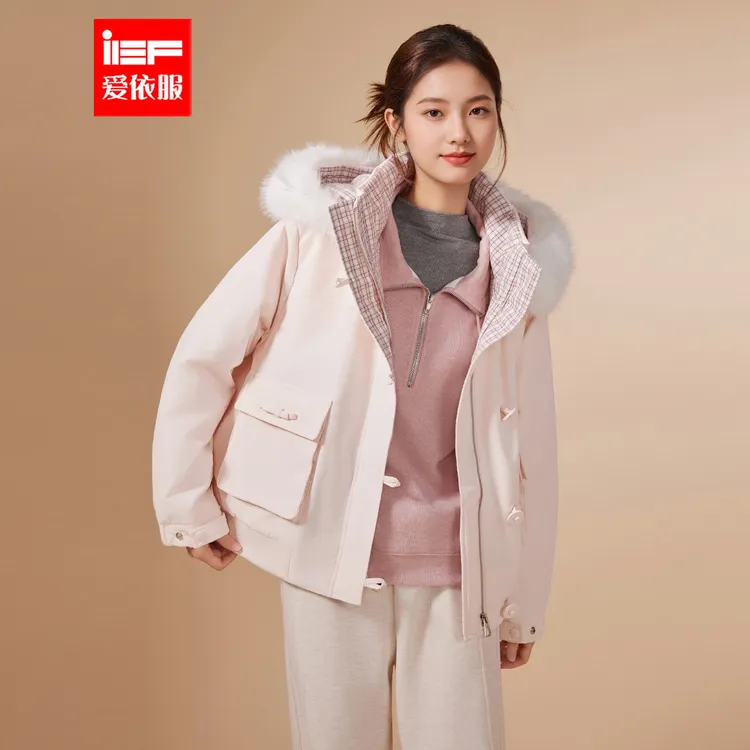 IEF/爱依服2025冬季新款韩版甜美休闲风加绒保暖通勤百搭外套