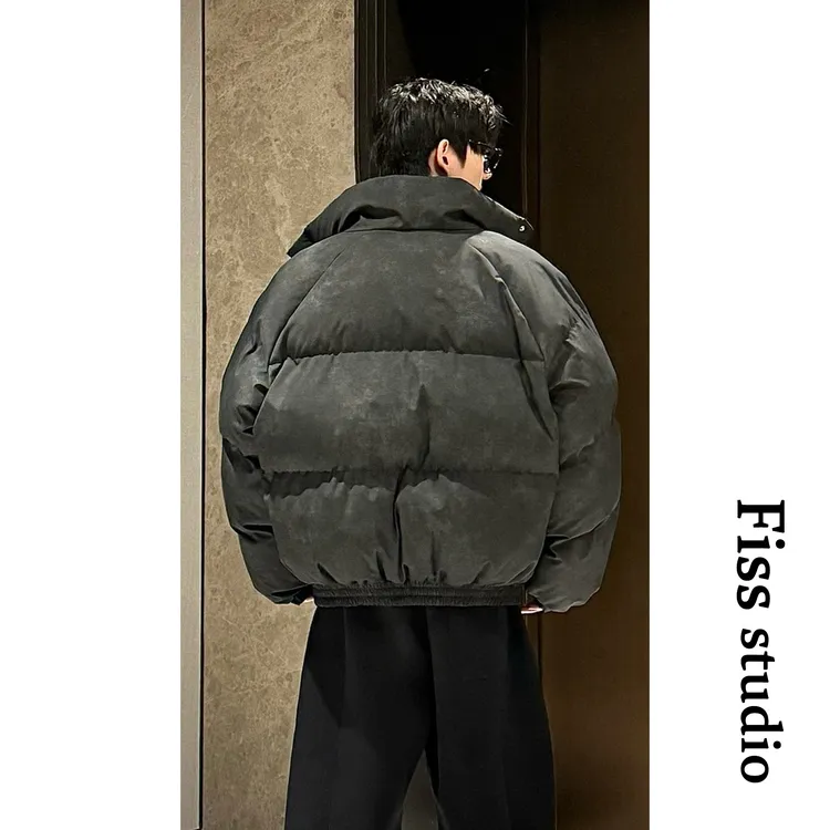 冬季棉服外套男款保暖扎染立领百搭小众设计感棉服潮牌外套上衣