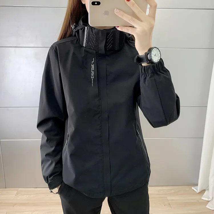 汐奕春秋户外防风冲锋衣女款情侣防风防水运动休闲百搭显瘦外套