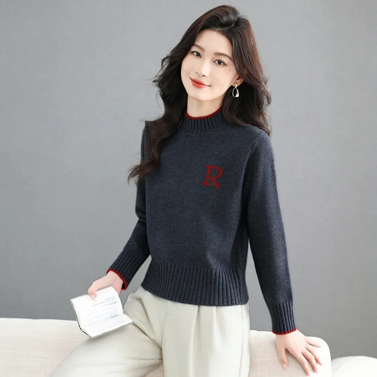 小个子半高领短款毛衣女士针织打底衫秋冬装2025新款时尚高腰上衣