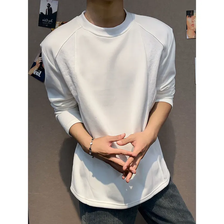 重磅解构拼接长袖t恤男款秋冬加绒cleanfit潮牌boxy内搭打底卫衣