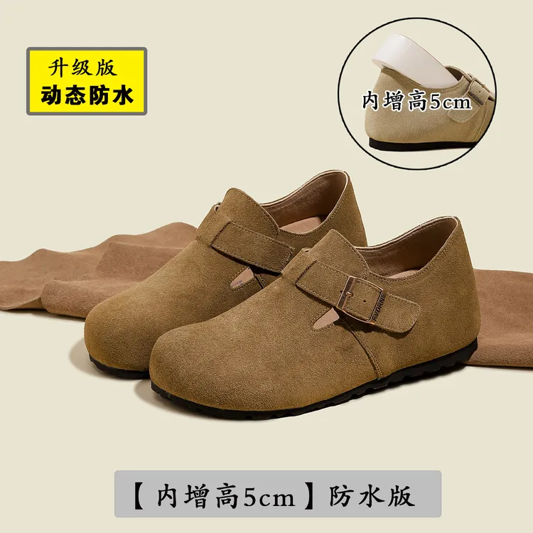 【动态防水】内增高版！真皮全包勃肯鞋女厚底一脚蹬秋博肯鞋单鞋女