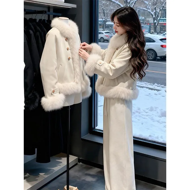 独特漂亮超好看内胆棉服女2025冬装短款毛毛拼接小香风厚棉衣外套