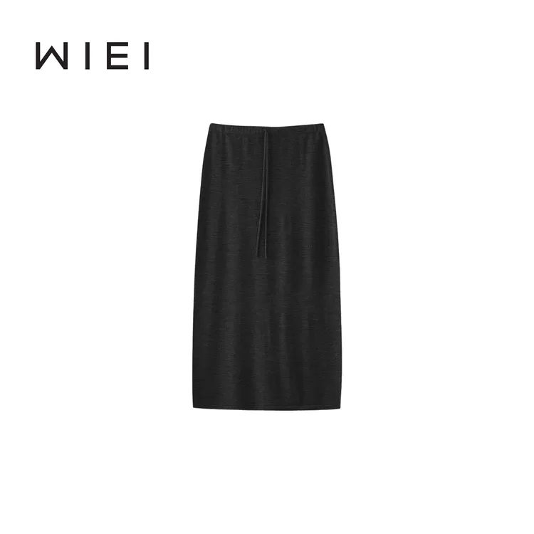 《WI EI》纸片裙*扬子Biella 140S超细绵羊毛 抽绳松紧腰半裙 7A192