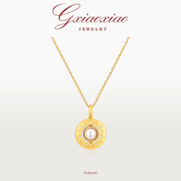 G XIAOXIAO 镀K金 法式轻奢气质高级双面八芒星飞船项链 F16X197