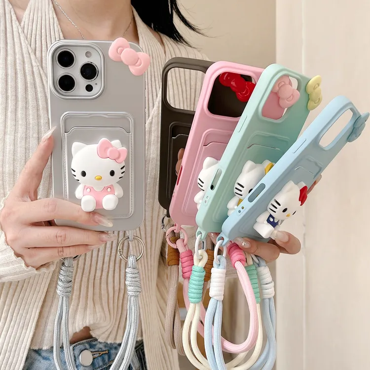 立体凯蒂猫适用iPhone16苹果15挂绳手机壳13promax硅胶14女12可爱