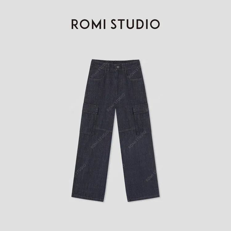 ROMI STUDIO“工装美学”舒适牛仔棉休闲多口袋工装裤RWBAX81724
